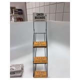 Vintage Smith Brothers cough drop stand with 3 empty boxes and 3 empty boxes of Silverman salted peanuts