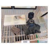 Ink well, marble paper clip holder, pen holders