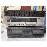 Technics stereo double cassette deck , JVC stereo cassette deck and  Technics stereo graphic equalizer and 2 Becker speakers