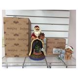 Jim Shore Santa and music box and dog and cat figurine