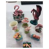 Miscellaneous flamingos that include 3 trinket boxes