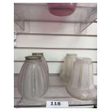 2 pairs of vintage glass lamp shades