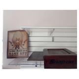 Metal sign, wood snap on box