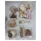 Quartz, Rhodonite, shells, misc minerals