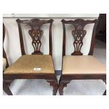 Pair of vintage ball and claw foot chairs  with ornate front legs and back rest , seats don’t match others