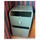 Metal roll top file cabinet