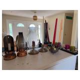 Copper candle holder lamps, Brass candle holders, candles