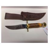 Case XX Kodiak knife w/ stag handle & leather sheath