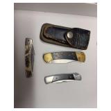 3 Buck Folding Lock Blade Knives