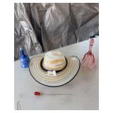 Hand blown bonnet, 2 bells, hat pin