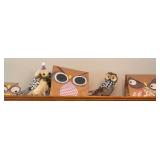 2 fluffy owls, owl cookie jar,3 paper owls