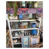 Plastic shelf & contents, 2 pictures