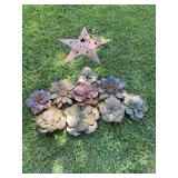Out door metal art, star 24” and flowers 24” x 36”