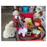 Tub of stuffed animals & dolls
