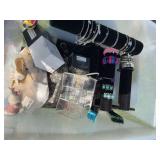 Tub of costume jewelry and jewelry holders