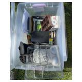 Tub of misc office supplies