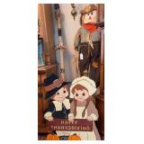 Wooden Happy Thanksgiving scene, scarecrow, , African spear, metal 2 sided spear