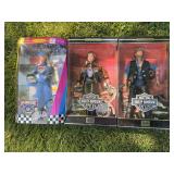 3 Barbies : new in box  50th anniversary NASCAR 2 Harley Davidson Harley