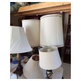 Brass lamps, 2 marble style table lamps
