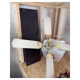 Ceiling fan, styrofoam cooler, shelf boards , cushions