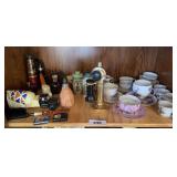 Misc china cups & saucers, Avon items, lighters