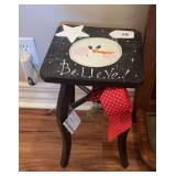 Snowman motif decorative stool