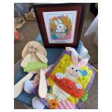 Lot of Easter items, mirrored tray, figurines