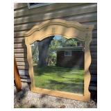 Wood mirror with tole painting 47”h x 42”w