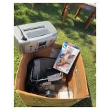 HP photo printer, Bluetooth headphones, cassette tapes, bluetooth speaker, singing machine
