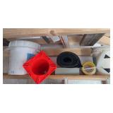 Safety cone, air hose rope, misc contents of loft