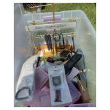 Tub of costume jewelry and hangers: lots of braclets Apple Watch bands
