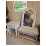 Wicker Furniture- Mirror, Bench & Night Stand