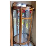 Lighted Round Front Curio Cabinet, 2 glass shelves