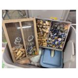 Cork and cap holders, craft straw, price stickers, baggies