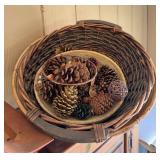 Baskets, pine cones