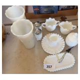 Hobnail milk glass items