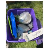Tub of plastic wares and misc