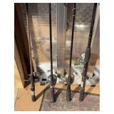 4 fishing rods & reels