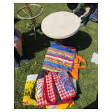 Picnic blankets. side table