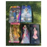 4 in box Barbies: 60th anniversary NASCAR: Swan Queen: Australian Barbie, Rose Splendor