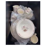 Set of dishes, Keltcraft by Noritake setting for seven, cups, saucers, bowls, salad and dinner plates, platter, creamer