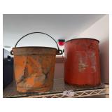 2 vintage metal buckets
