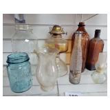 Vintage Glass Bottles, Lanterns, Shade