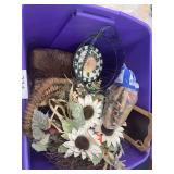 Coin wrappers, wire basket, small chalkboard, misc