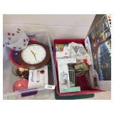 Clocks. Ice cream serving set, paint by numbers, furniture guards, aroma breeze, potpourri holder, misc