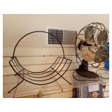 Metal Log Rack, Vintage Fan