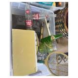 Vintage Double Cola bottles, toffee jars, oil lamp , jars , misc
