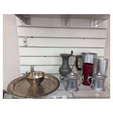 Pewter, silver plate, aluminum
