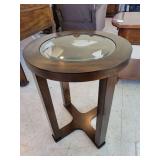 Glass Top End Table  18"dia x 23