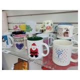 Mugs, Clear Glass Bowl, Cups and Platter, misc